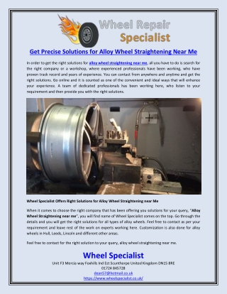 Get Precise Solutions for Alloy Wheel Straightening Near Me