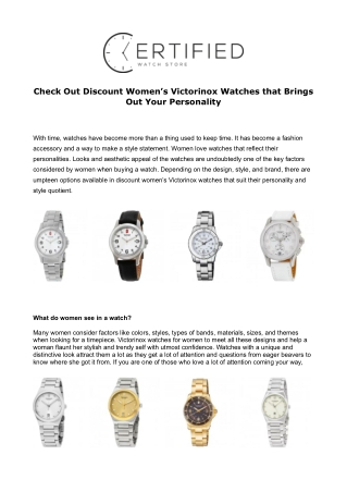 Check Out Discount Women’s Victorinox Watches that Brings Out Your Personality