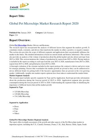 Pet Microchips Strategic Assessment Of Evolving Technology, Growth Analysis, Scope And Forecast To 2