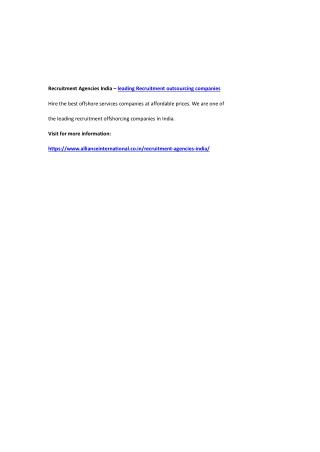 Recruitment Agencies India – leading Recruitment outsourcing companies