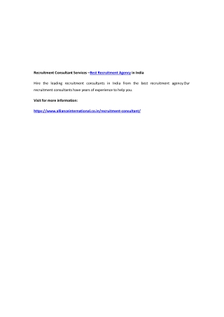 Recruitment Consultant Services –Best Recruitment Agency in India