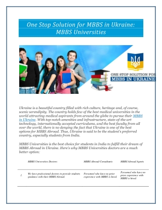 One Stop Solution for MBBS in Ukraine: MBBS Universities