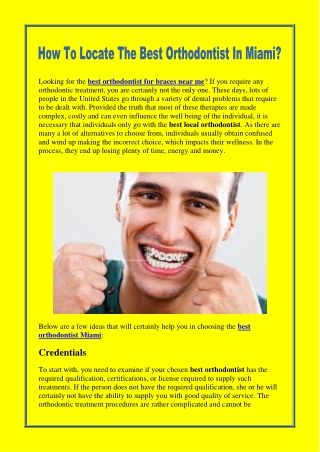How To Locate The Best Orthodontist In Miami