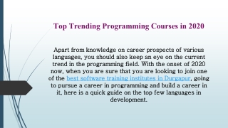 Top Trending Programming Courses in 2020