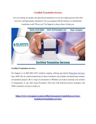 Certified Translation Services