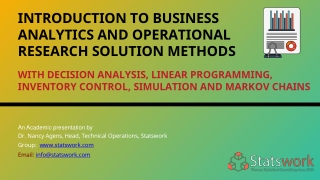 Introduction to Business Analytics and Operational Research Solution - Statswork