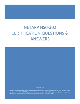 NetApp NS0-302 Certification Questions & Answers