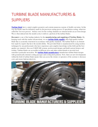 TURBINE BLADE MANUFACTURERS & SUPPLIERS