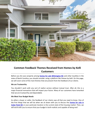 Common Feedback Themes Received from Homes by Kelli Customers