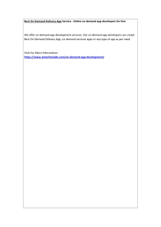 Best On Demand Delivery App Service - Online on demand app developers for hire