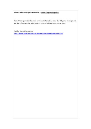 iPhone Game Development Services – Game Programming In Ios