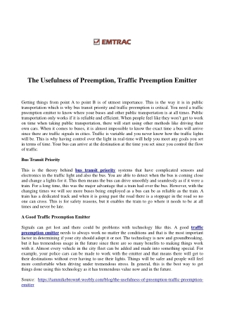 The Usefulness of Preemption, Traffic Preemption Emitter