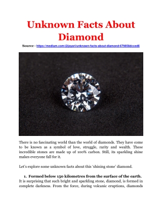 Unknown Facts About Diamond