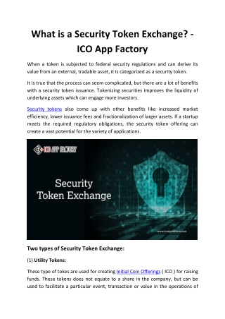 What is a Security Token Exchange? - ICO App Factory