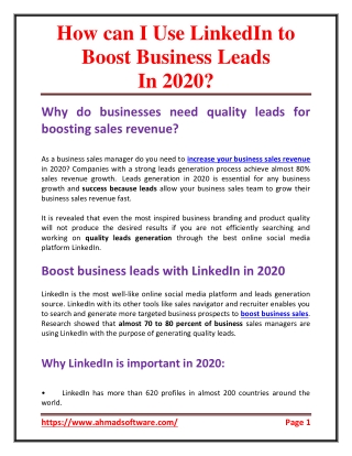 How can i use linked in for boosting business leads in 2020