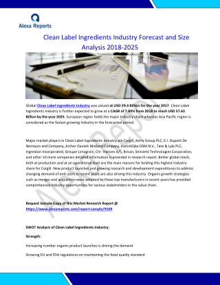 Clean Label Ingredients Industry Forecast and Size Analysis 2018-2025