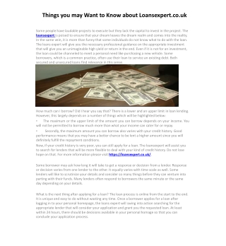 Things you may Want to Know about Loansexpert.co.uk