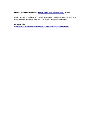 Virtual Assistant Services - Hire Cheap Virtual Assistant Online
