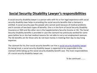 Social Security Disability Lawyer’s responsibilities