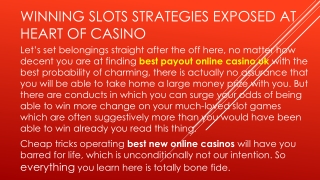 Winning Slots Strategies Exposed at Heart of casino