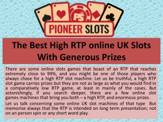 The Best High RTP online UK Slots With Generous Prizes