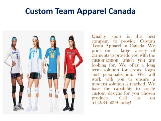 Custom Team Apparel Canada