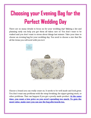 Choosing your Evening Bag for the Perfect Wedding Day