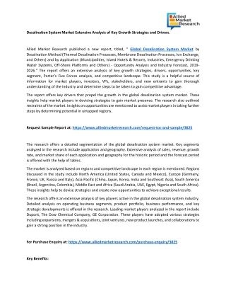 Desalination System Market Global Demand, Growth, Opportunities, Top Key Players