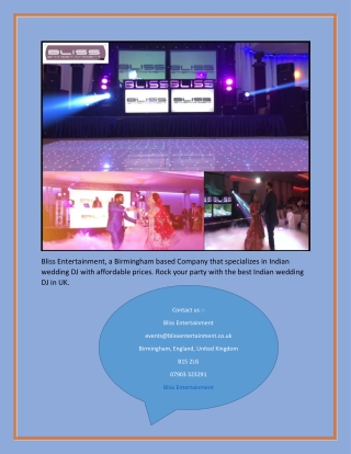 Hire Best Indian Wedding DJ in UK from Bliss Entertainment