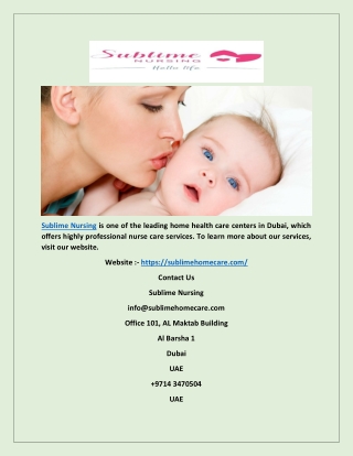 Baby Nurse Dubai - Sublime Nursing