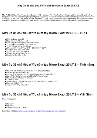 Máy đo 35 chỉ tiêu nước cầm tay Micro Exact 20 I.T.S