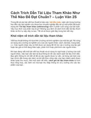 Cách Trích Dẫn Tài Liệu Tham Khảo Như Thế Nào Để Đạt Chuẩn? | Luận Văn 2S