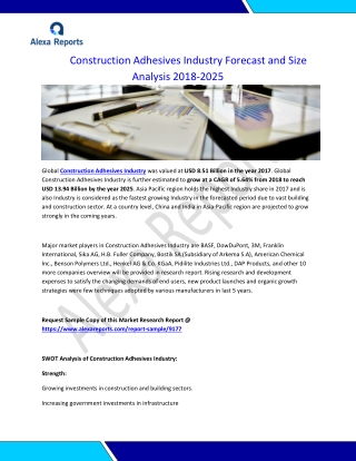 Construction Adhesives Industry Forecast and Size Analysis 2018-2025