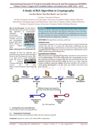 A Study of RSA Algorithm in Cryptography