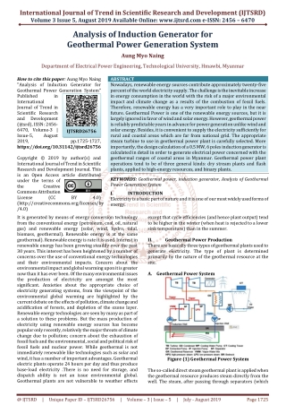 Analysis of Induction Generator for Geothermal Power Generation System