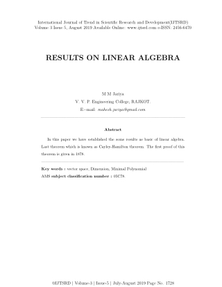 Results on Linear Algebra
