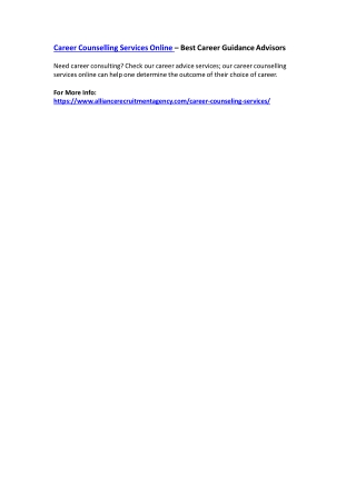 Career Counselling Services Online – Best Career Guidance Advisors