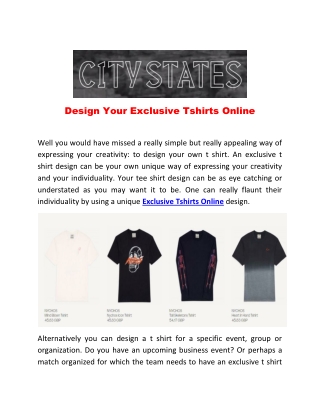 Design Your Exclusive Tshirts Online