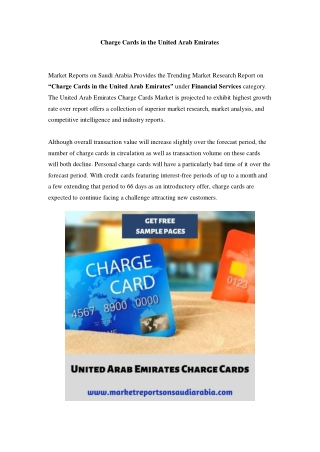 United Arab Emirates Charge Cards Market: Industry Trends, Opportunity and Forecast Till 2024