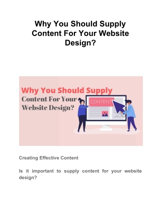 Why You Should Supply Content For Your Website Design?
