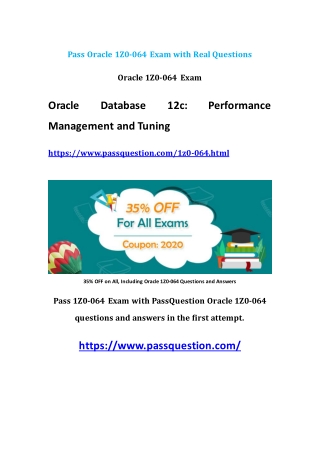 2020 Real 1Z0-064 Oracle Questions V9.02 | PassQuestion 35% OFF