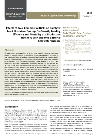 Effects of Four Commercial Diets on Rainbow Trout Oncorhynchus mykiss Growth, Feeding Efficiency, and Mortality at a Pro