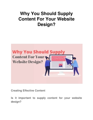 Why You Should Supply Content For Your Website Design?