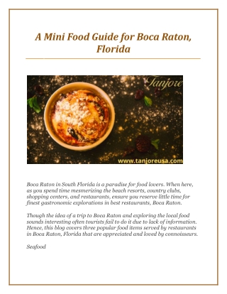 A Mini Food Guide for Boca Raton, Florida