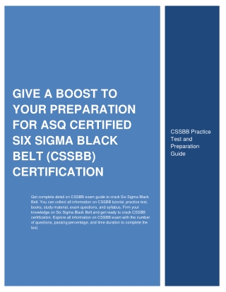 Give a Boost to Your Preparation for ASQ Certified Six Sigma Black Belt (CSSBB) Certification