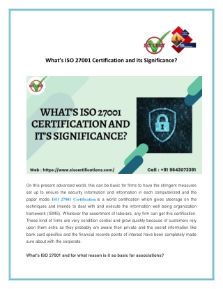 What’s ISO 27001 Certification and it’s Significance?