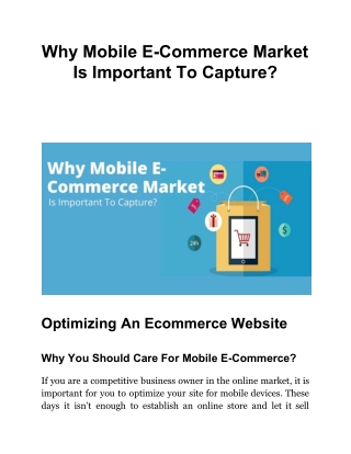 Why Mobile E-Commerce Market Is Important To Capture?
