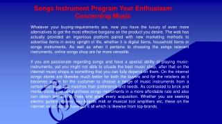 Songs Instrument Program Your Enthusiasm Concerning Music