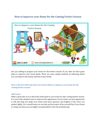 How to Improve your Home for the Coming Festive Season