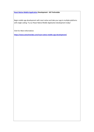 React Native Mobile Application Development - AIS Technolabs